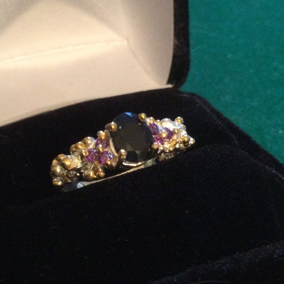 Elegant Genuine Sapphire & Amethyst Ring - Picture 6 of 12